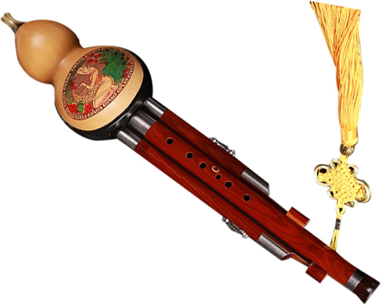 Children's Gift Flute Musical Instrument Professional Learning Hulusi Woodwind Playing C Flat B Calabash Flute Send Box (Color : Brown, Size : C-Key)