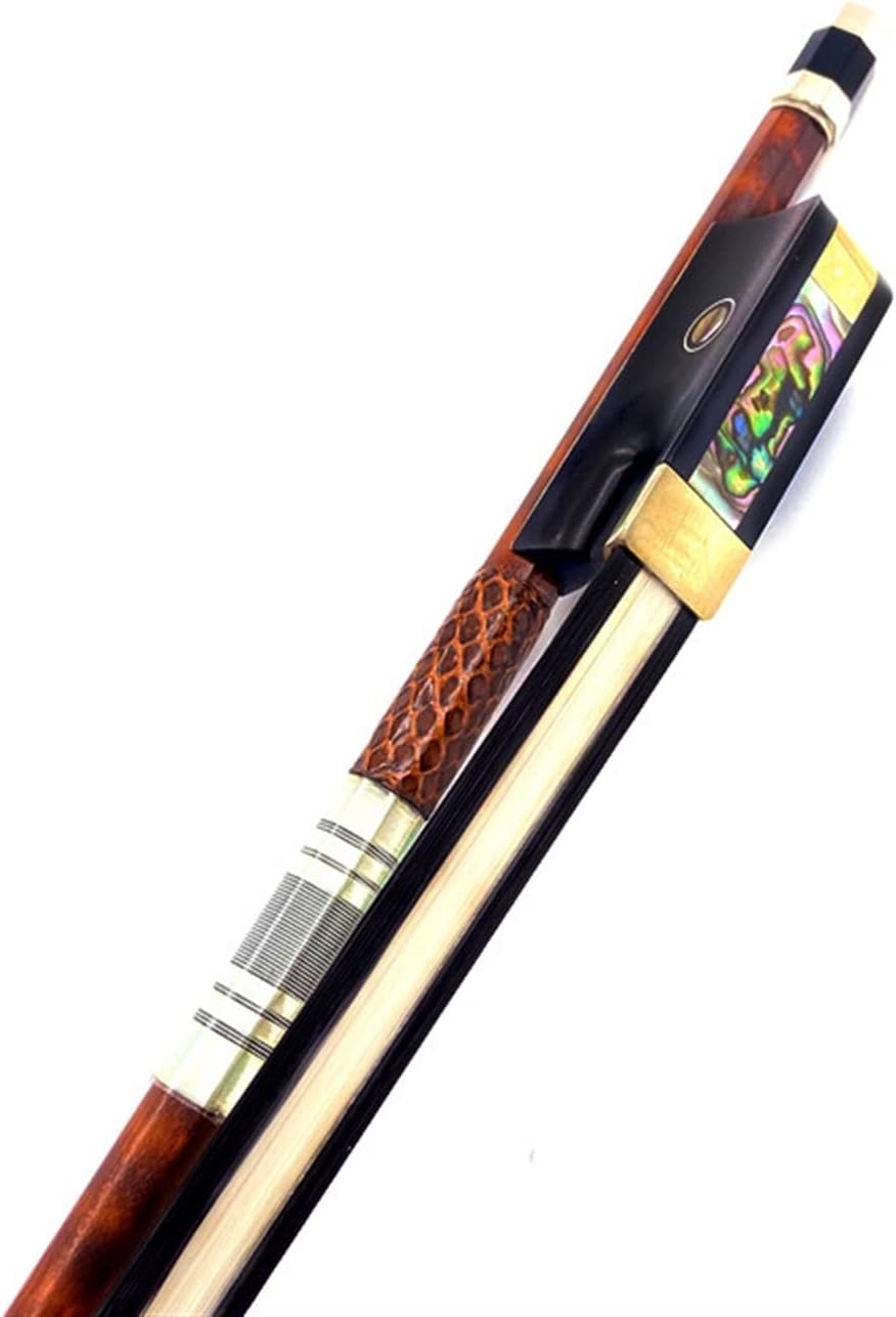 TSTS 1pcs Strong Snakewood Upright Double Bass Bow Bass Bow, White/Black Horsehair Horsetail Full Size Violin Bow