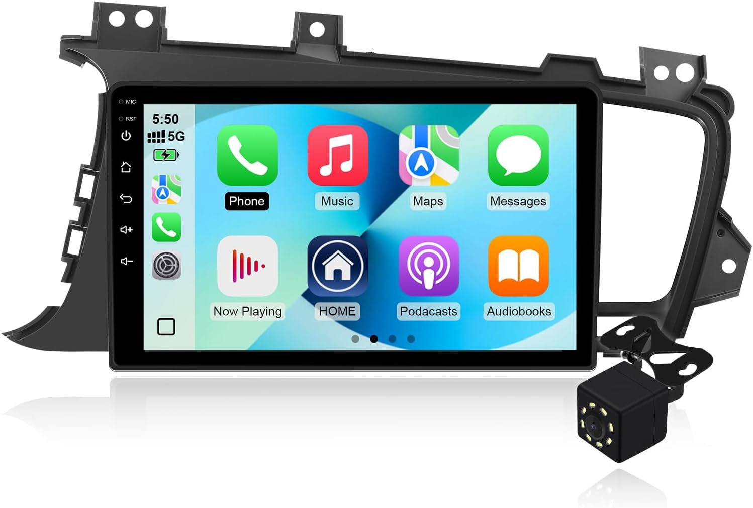 2+64G Android 14 Double Din Car Stereo for Kia Optima K5 2010-2013 with 9 Inch Touchscreen, Wireless Carplay/Android Auto, GPS, Bluetooth, FM/AUX-in, Steering Wheel Controls, Backup Camera