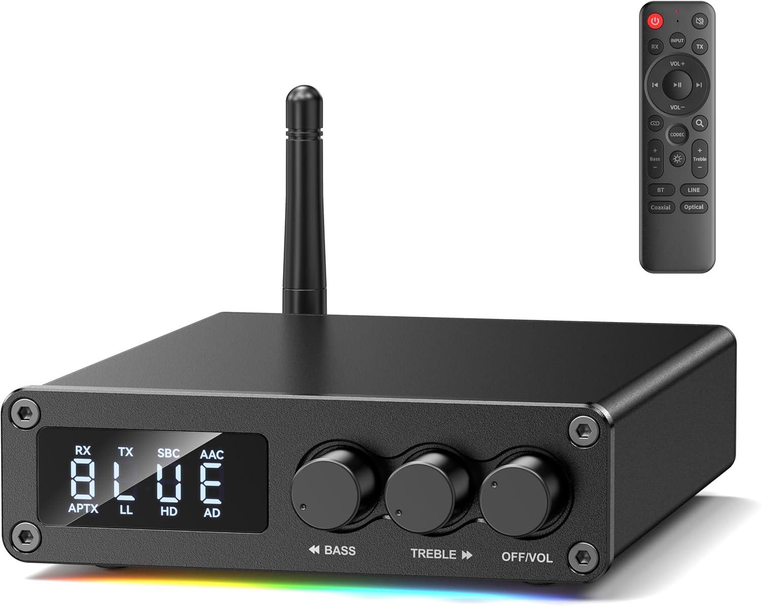 M12 Pro Pre Bluetooth 5.2 Transmitter Receiver for TV, Home Stereo, BT Headset, Low Latency HD Bluetooth Audio Decoder Adapter with Display, RCA, 3.5mm AUX, Coaxial, Optical Inputs/Outputs