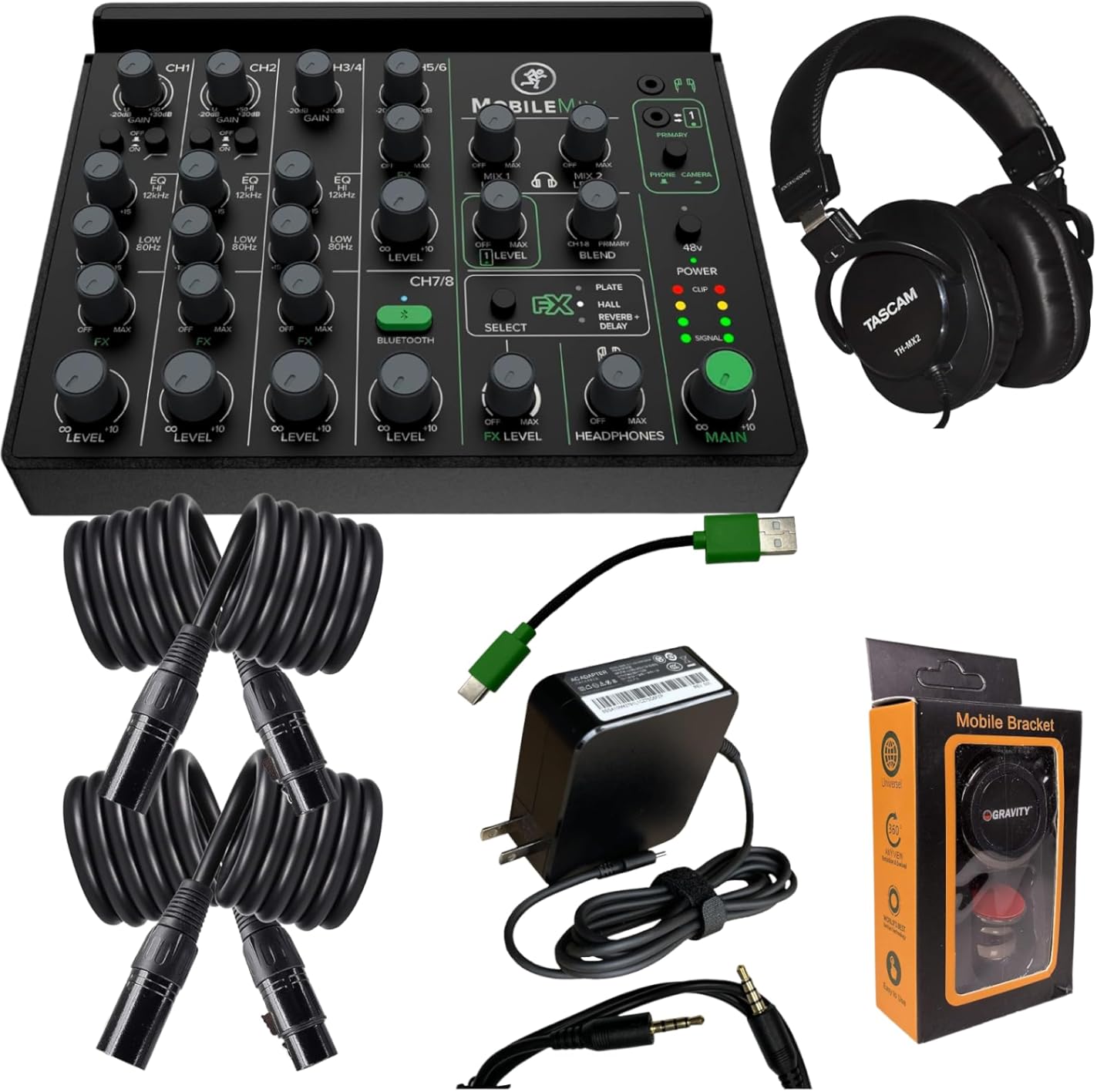 Mackie MobileMix 8-Channel Live Sound and Streaming Mixer Bundle with Accessories