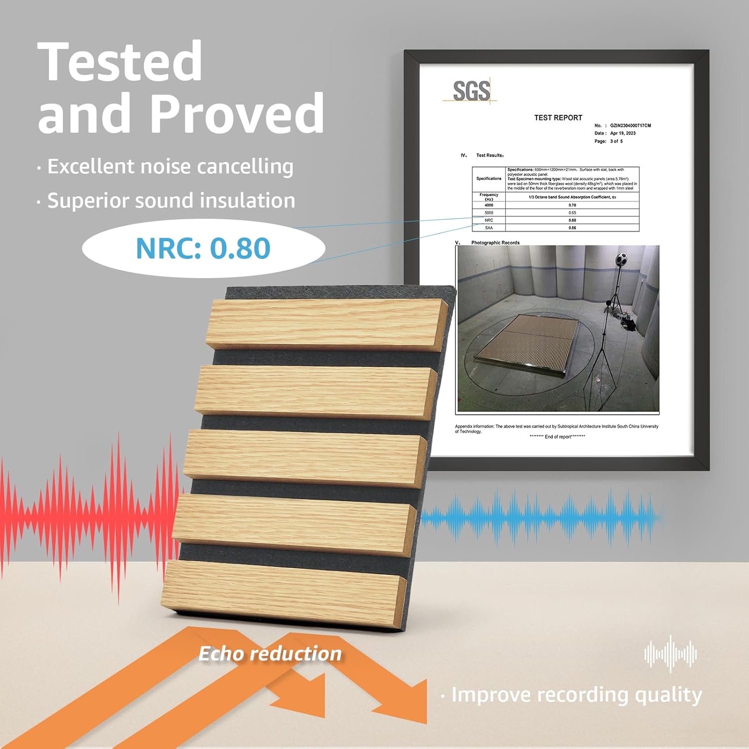 Art3d 4 Pack 47.2 x 23.6in. Wood Slat Acoustic Panels for Wall and Ceiling - 3D Fluted Sound Absorbing Panel with Wood Finish - Oak