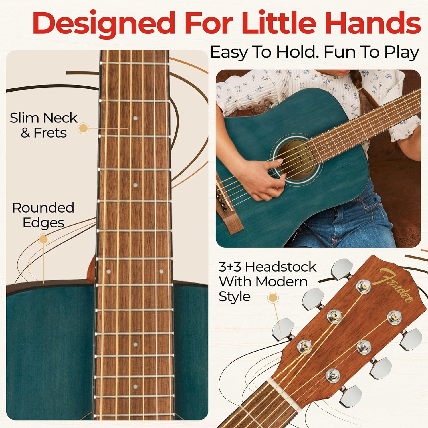 Fender FA-15 3/4-Scale Kids Steel String Acoustic Guitar - Blue Learn-to-Play Bundle with Gig Bag, Tuner, Strap, Picks, and Austin Bazaar Instructional DVD