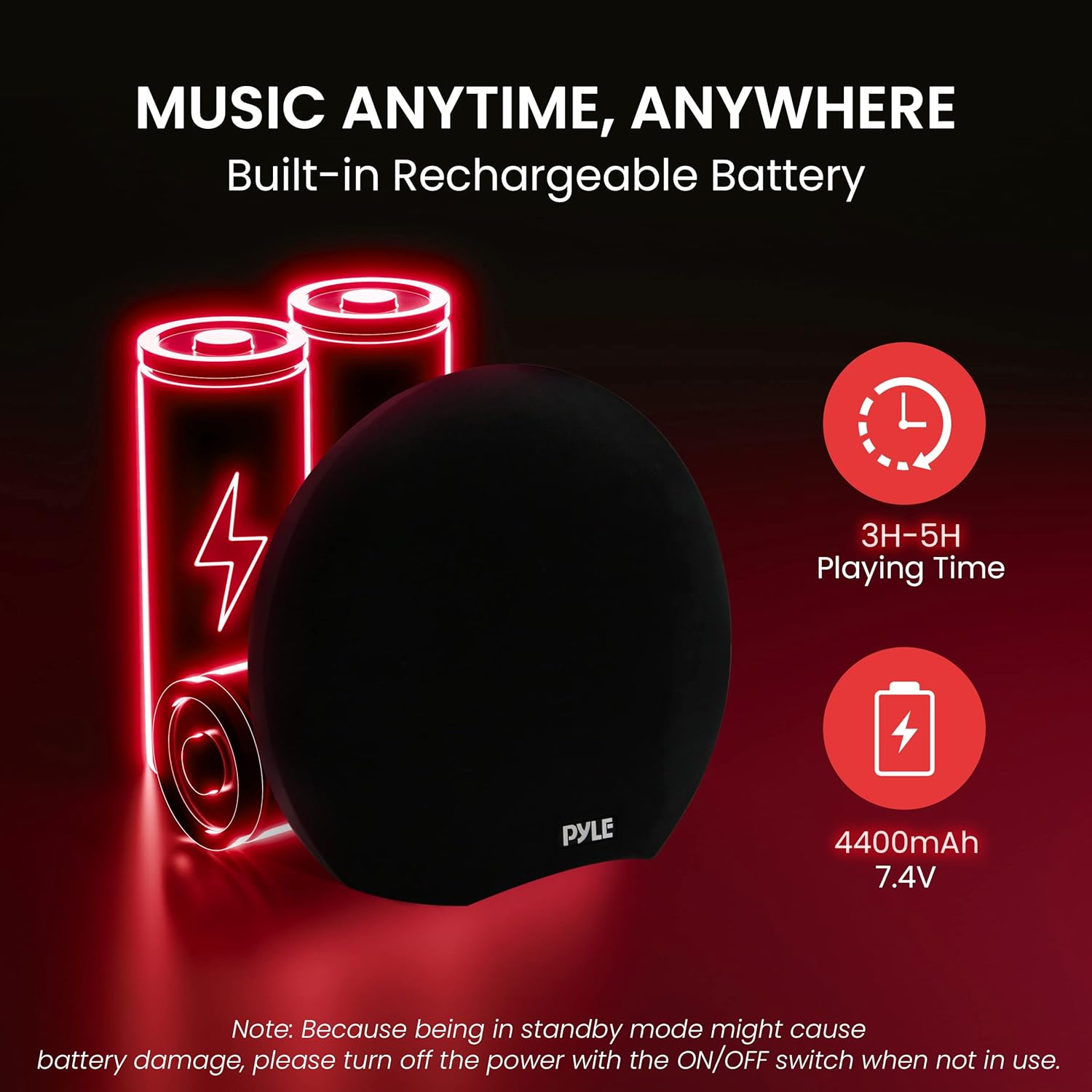 Pyle Waterproof Battery Powered Karaoke Speaker with Wireless Microphone - Bluetooth Compatible - Ideal for Parties, Compact Yet Powerful Sound - 3.5mm Aux & 6.5mm USB Input Rechargeable Batteries