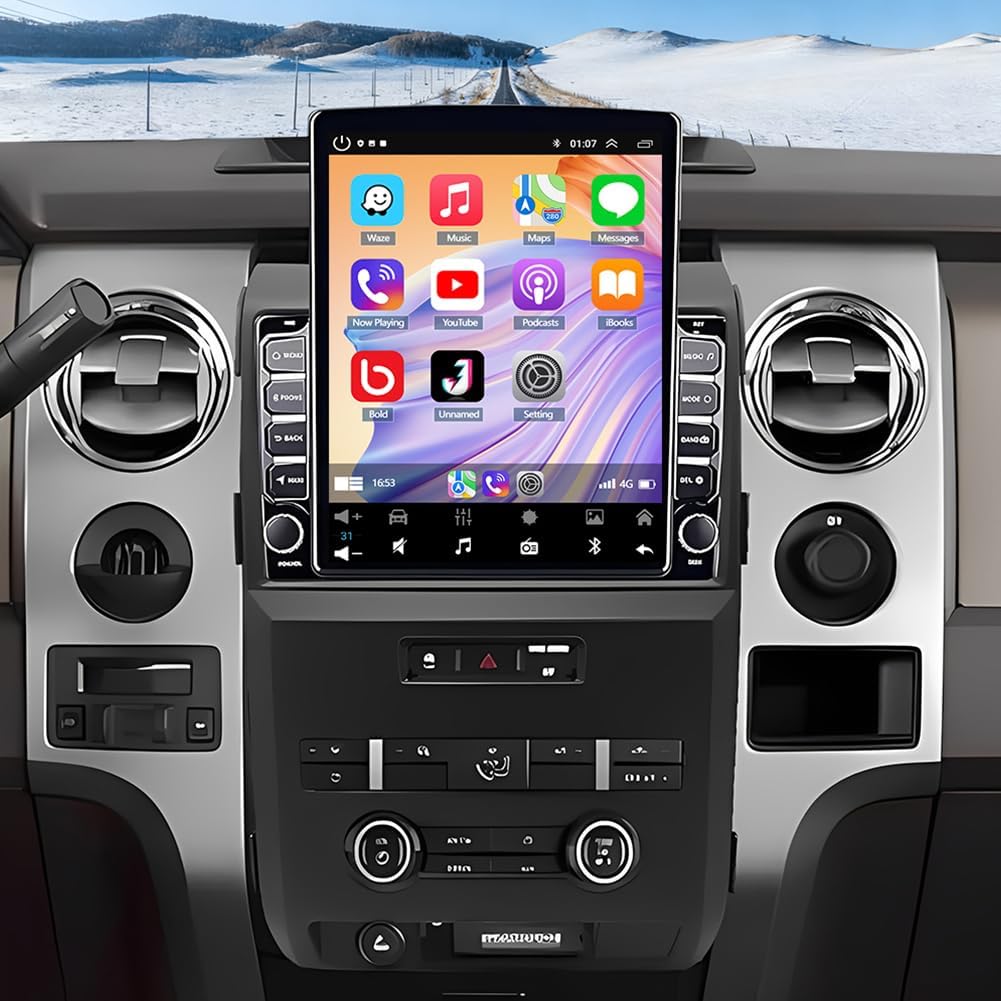 9.7 Inch Android 13 Car Stereo for Ford F150 2009-2014 Double Din IPS Touchscreen Car Radio Receiver w/Wireless Carplay Android Auto Built-in WiFi GPS Navigation Bluetooth SWC AHD Backup Camera, 2+32G