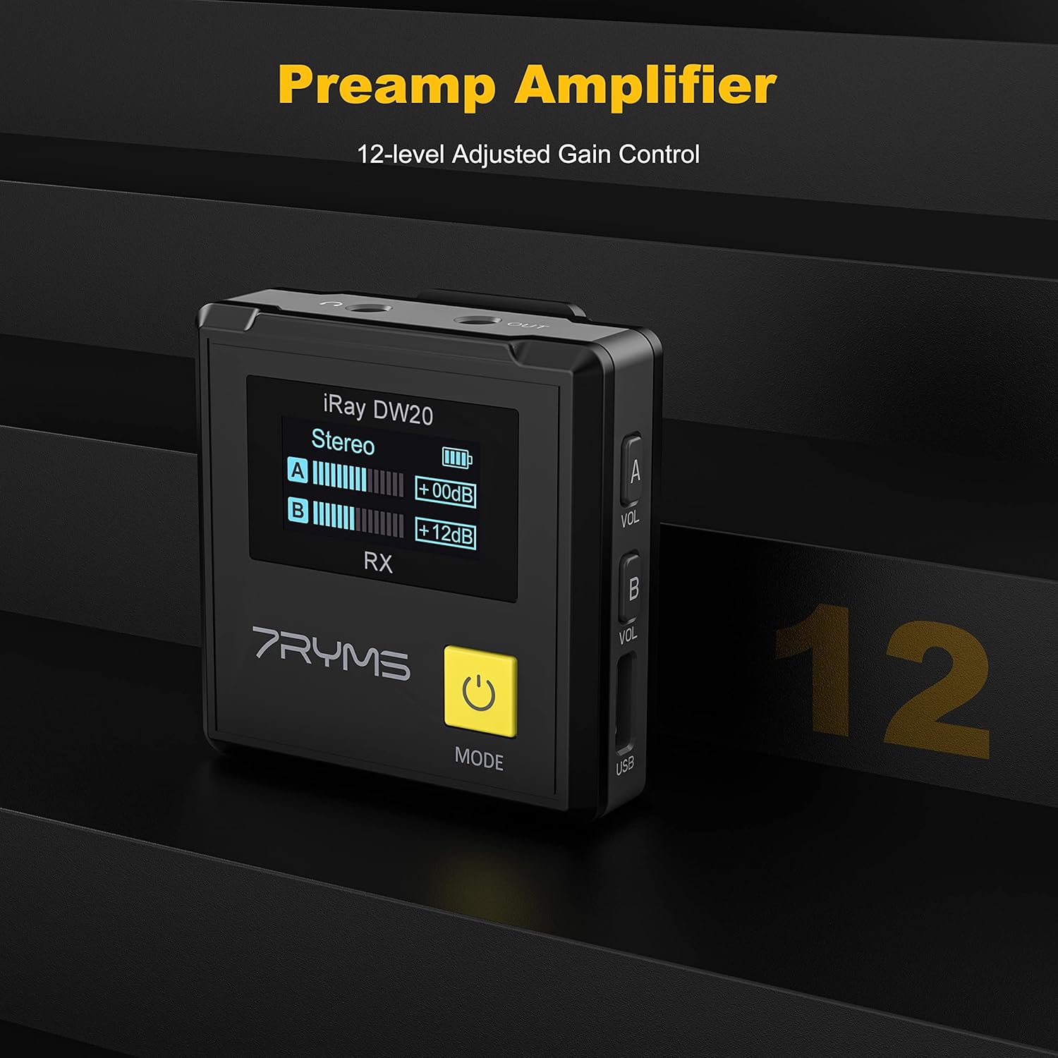 7RYMS iRay DW20 Wireless Lavalier Microphone with Intelligent Denoise, Digital/Analog Output, 2.4G Dual Wireless Lapel Mic for Camera Smartphone Tablet, Compact Lav Mic for Vlogging/Live Streaming