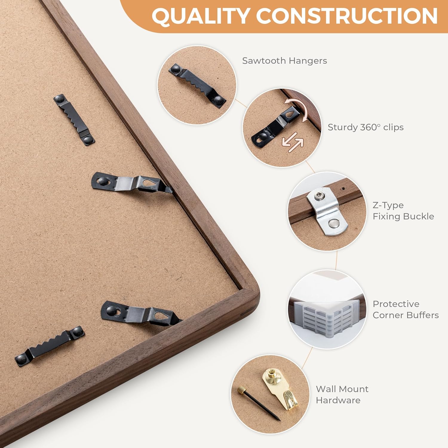 Axeman 11 x 14 Walnut Frame Set of 3 - Rounded Corner 11x14 Picture Frame Matted to 8x10 - Natural Walnut Wood 14x11 Photo Frame with Tempered Glass for Wall Mount Display