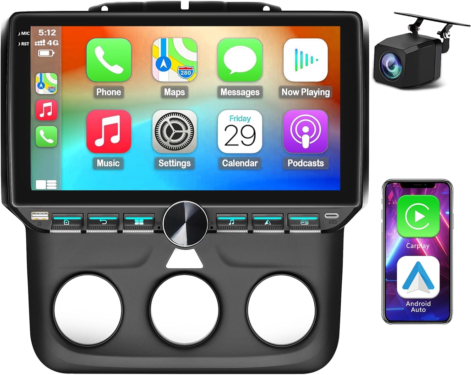 4G+64G Android 13 Car Radio For Dodge RAM 1500 2500 3500 Upgrade 2013 2014 2015 2016 2017 2018 With Wireless CarPlay Andriod Auto 10.1 Inch 1280*720 Touchscreen Head Unit 5GWIFI FM RDS Backup Camera