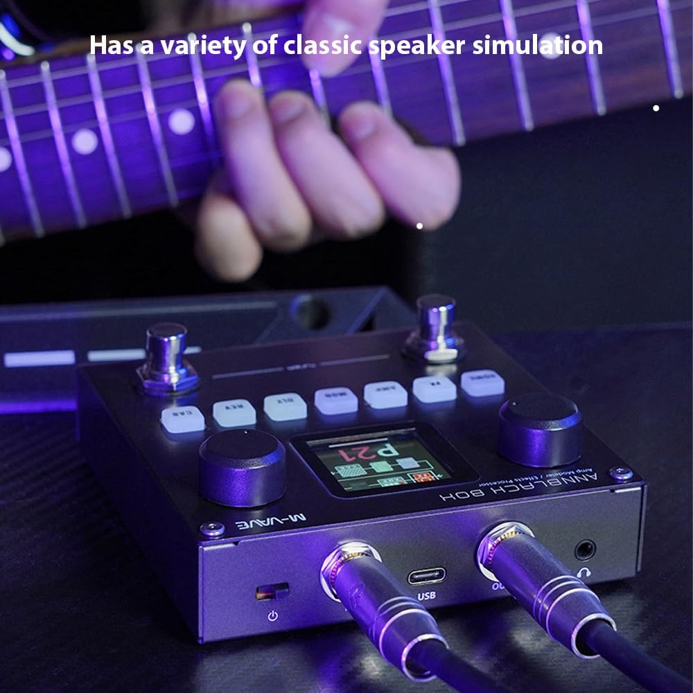 Guitar/Bass AMP Multi Effects Processor 80 Editable Presets 6 Effects Modules 3-Band EQ 20 Preamp 20 IR CAB Slots Multi Effects Pedal LCD Screen Multifunctional Guitar/Bass Effector