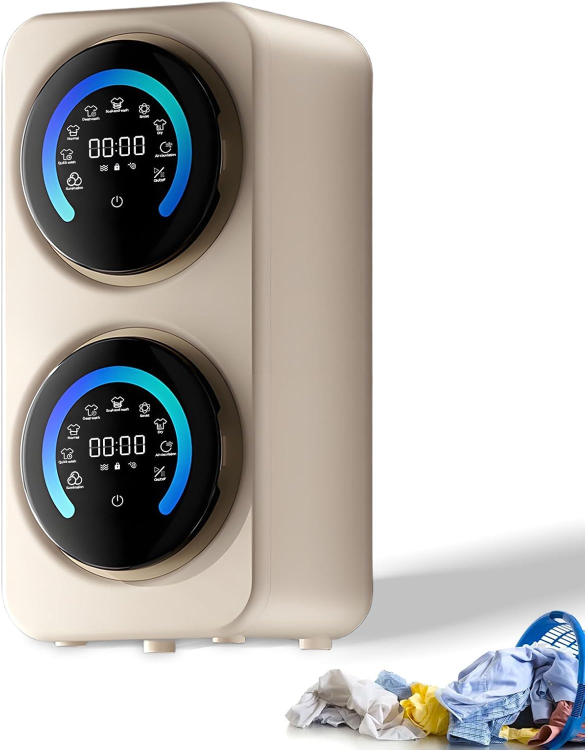 BANGBANGJI Mini Portable Washer Machine, Twin Tub Mini Laundry Washing Machine, Each Bucket Washing Capacity 3.5L, 360° Drum Explosion Washing for Apartment, RV, Home, Dorm Desktop