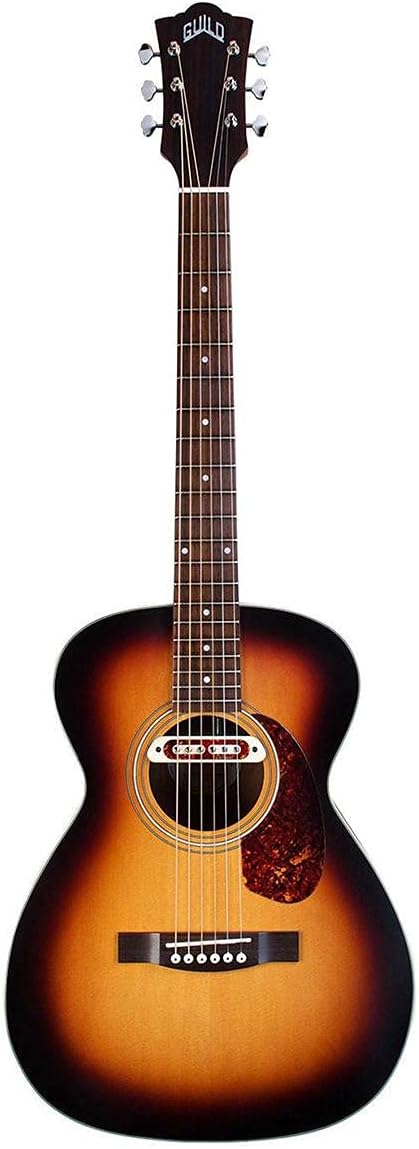Guild Guitars M-240E Troubadour Acoustic Guitar, Vintage Sunburst, Archback Solid Top Concert, Westerly Collection