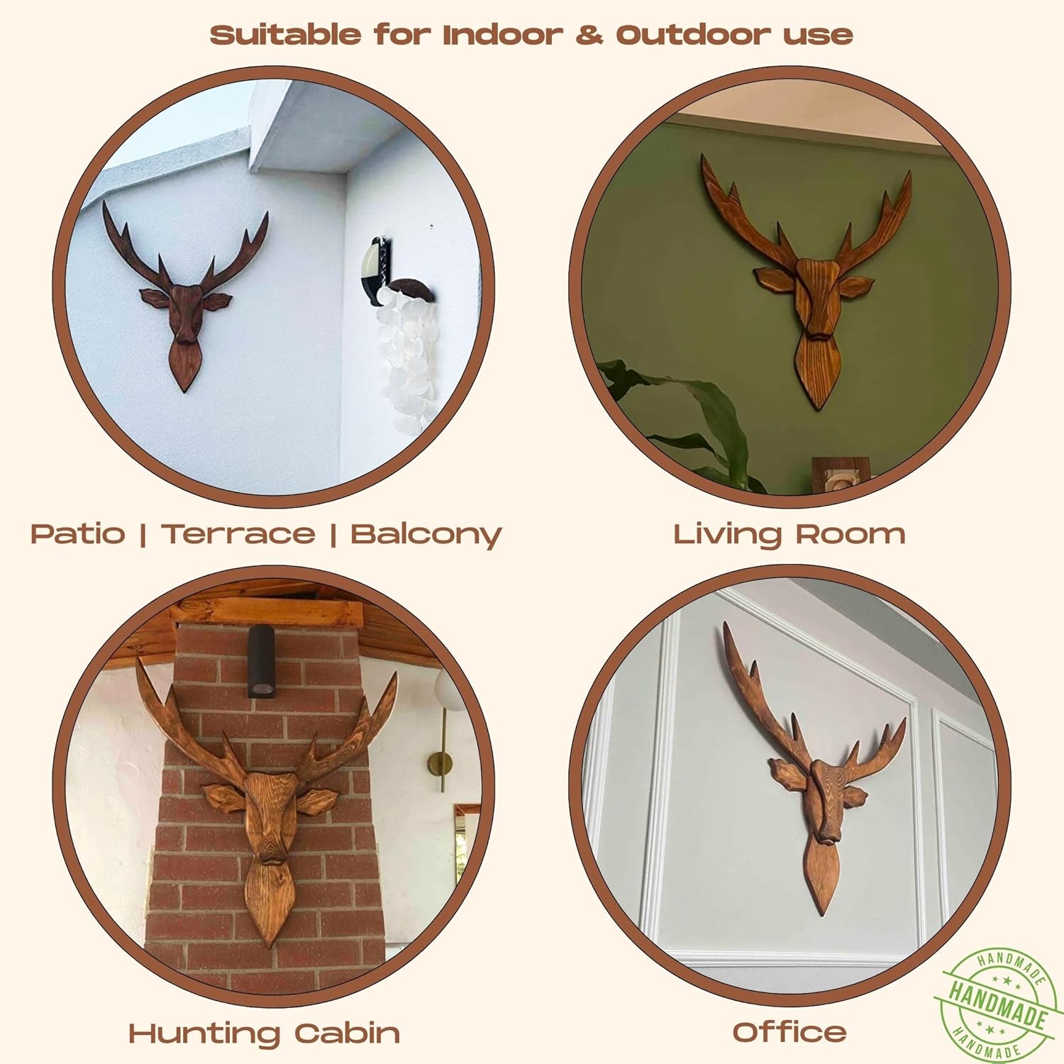 2025 Upgraded Wooden Deer Head Wall Mount - 29.5