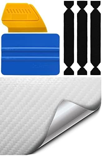 VViViD White Carbon Fiber Automotive Vinyl Wrap Film w/ 3M Toolkit (10ft x 4.9ft)