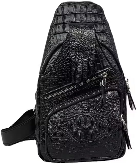 Unique Alligator Claw Designer Genuine Leather Men Small Travel Chest Bag Authentic Crocodile Skin Male Crossbody Messenger Bag