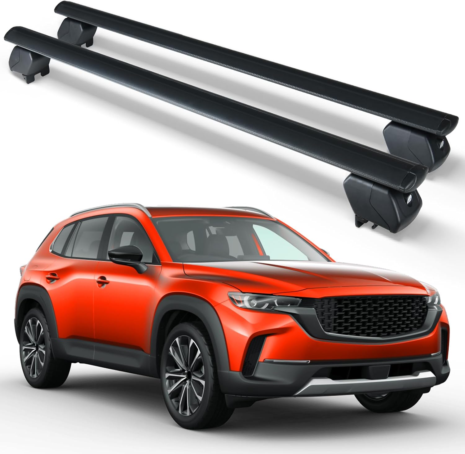 SUORTO Heavy Duty 300 LBS Roof Rack Cross Bars Compatible with 2023 2024 2025 Mazda CX50 CX-50 with Side Rails, Adjustable & Lockable Crossbars Cargo Carrier Rooftop Luggage Cars SUVs