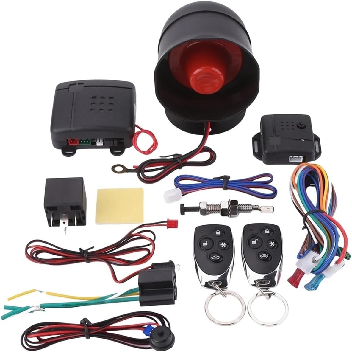 Car Security System, Universal Car Alarm Security Protection System Keyless Entry with 2 Remote Controls Siren