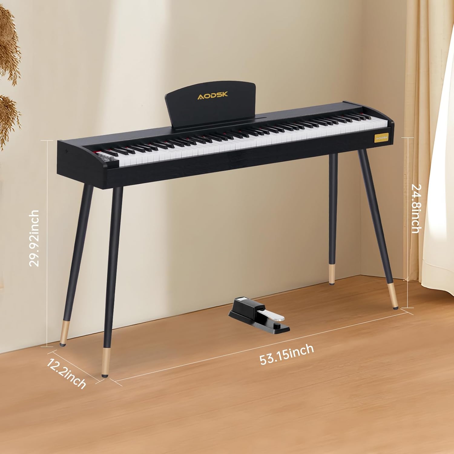 AODSK Beginner Digital Piano 88 Key Keyboard+AODSK Keyboard Bench X-Style Cushion Padded,Piano Lessons