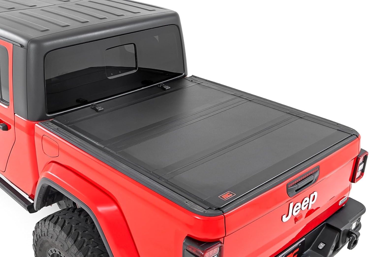 Rough Country Hard Tri-Fold Truck Bed Cover, Flip Up Truck Tonneau Covers for Jeep Gladiator JT (2020-2024) - 5ft Jeep Gladiator Bed Cover, Tonneau Cover - 49620500