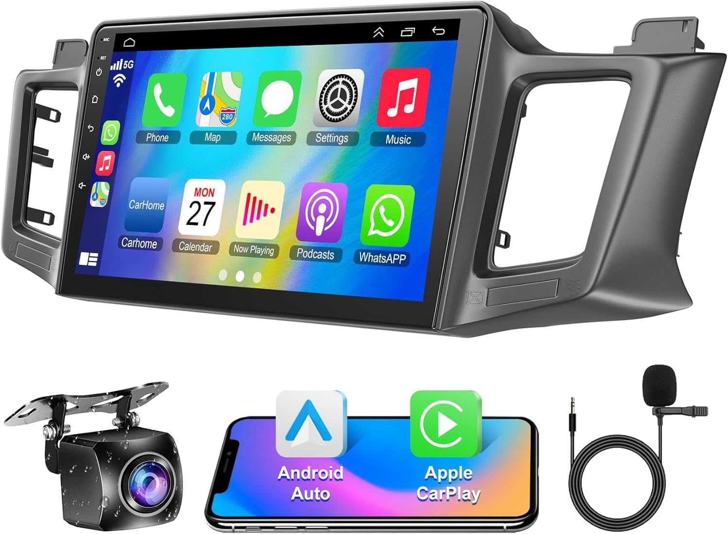 4GB+64GB Android 13 Car Radio for Toyota RAV4 2013-2018, 10.2 Inch Touch Screen Support Wireless CarPlay & Android Auto, Bluetooth 5.2 & Voice Control,GPS & WiFi, Backup Camera Car Stereo