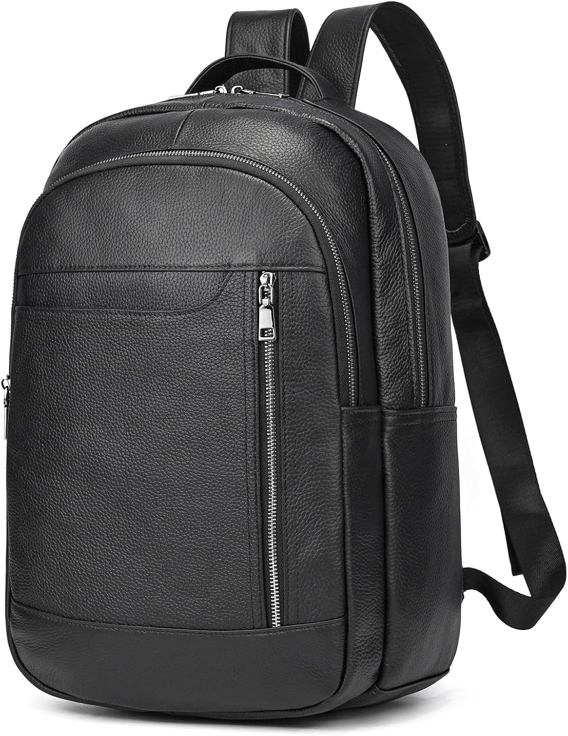 Genuine Leather 15.6 Inch Laptop Backpack for Men Women, Business Travel Bag Hiking Rucksack Backpack Daypack, 8016 Black