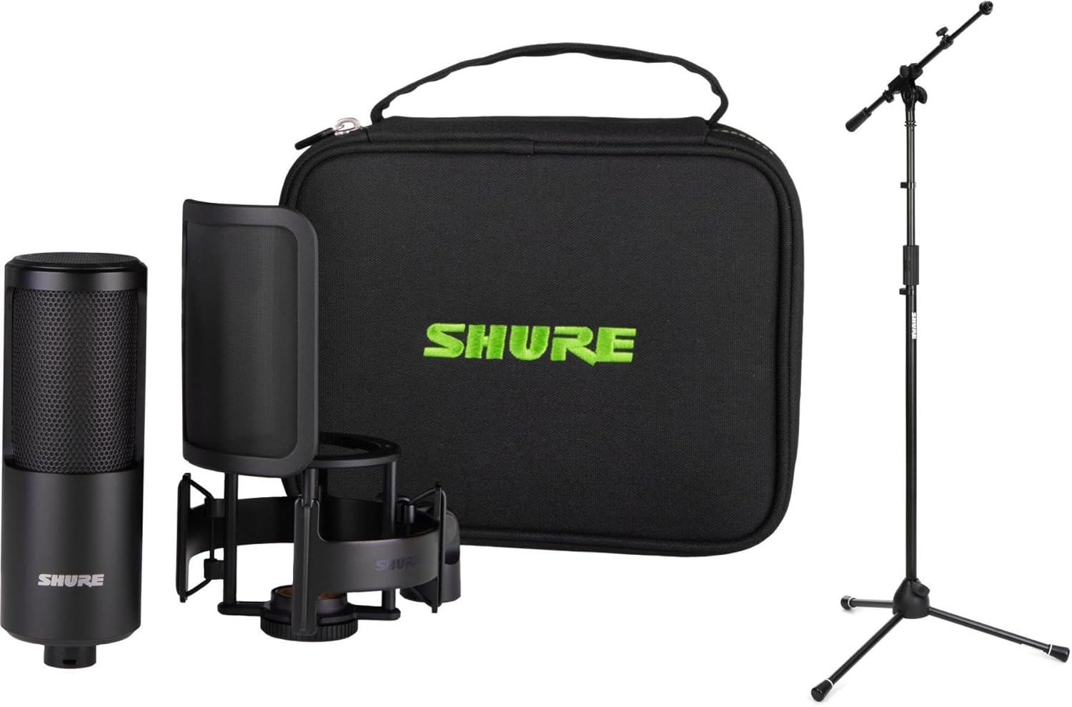 Shure SM4 Dual-Diaphragm Condenser Microphone Kit for Home Recording, Studio, and Podcasts – Includes Adjustable Stand, Shock Mount, and Pop Filter Audio for Professionals