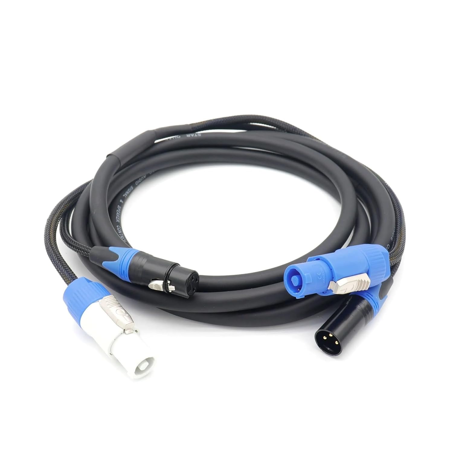 1-5 Meter Mobile DJ AC Power and DMX 3-Pin XLR Combination Cable, PowerCON in/Out Audio Signal Control Line(3 Meter)