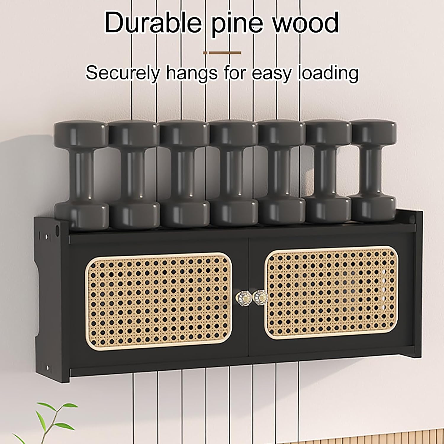 Wall-Mounted Rattan WiFi Router Shelf, Decorative Modem & Cable Organizer Box, Cable Power Plug Wire Storage Boxes, Invisible Storage Multi-Layer Shelves for Home(Black,60*11*23cm/24*4.3*9in)