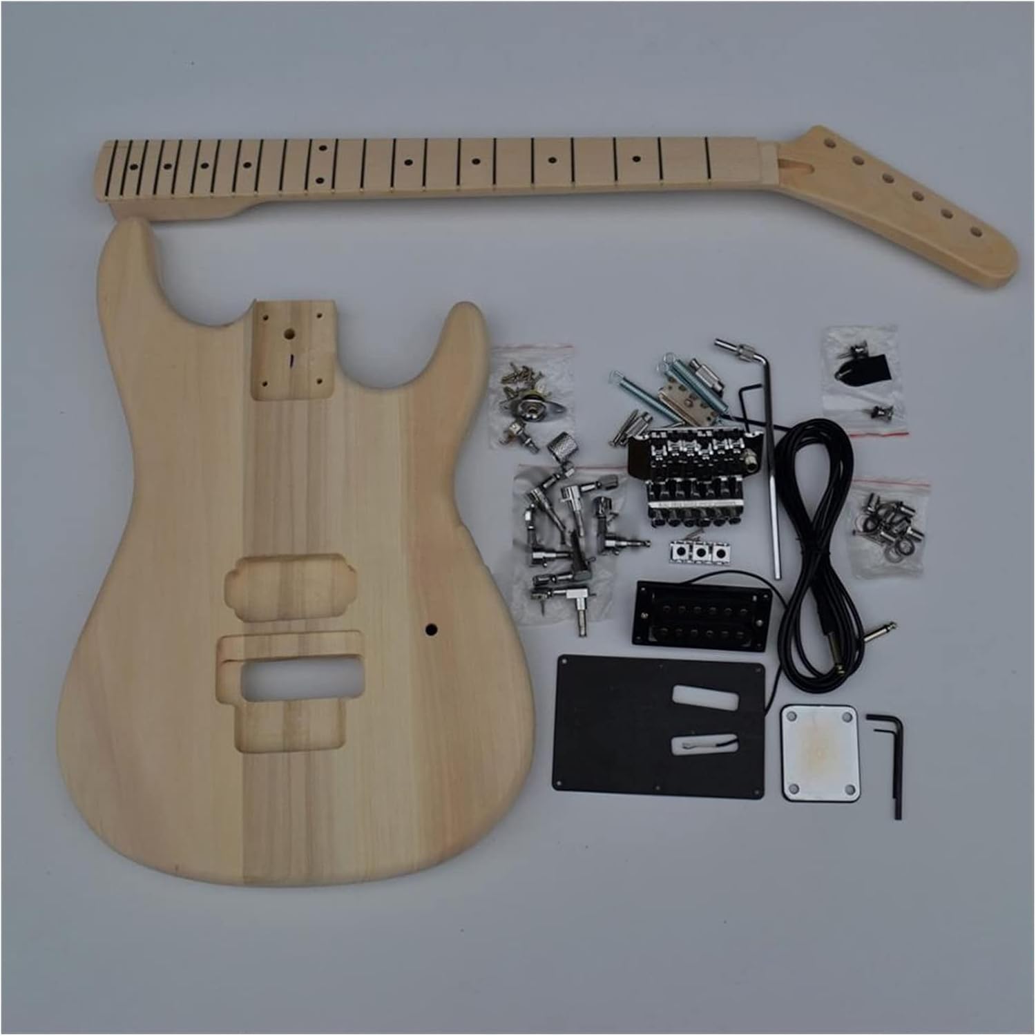 DIY Electric Guitar Kit 41 Inches Semi Finished Electric Guitarkit Basswood Body&Maple Fingerboard with All Hardware