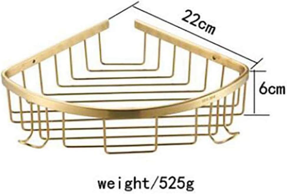 Stainless Steel Shower Basket, Shower Shelf with Brushed Gold Finished Shower Tray Wall Mount for Bathroom Combi Organizer Shampoo Conditioner, Gold