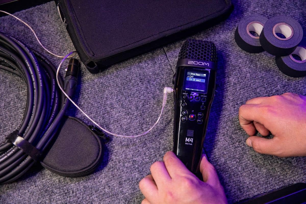 Zoom M4 MicTrak 4-channel 32-bit Recorder with Timecode Generator, Desktop Tripod Stand, 5x AA Batteries, USB-C to USB-C Cable, XLR Cables, SanDisk 32GB microSD Card and StreamEye Polishing Cloth