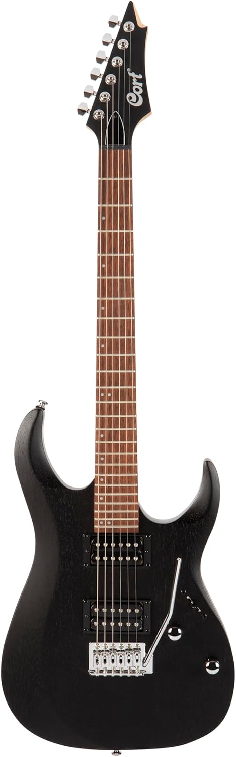 Cort X100OPBK X Series 100 Double Cutaway Electric Guitar, Open Pore Black