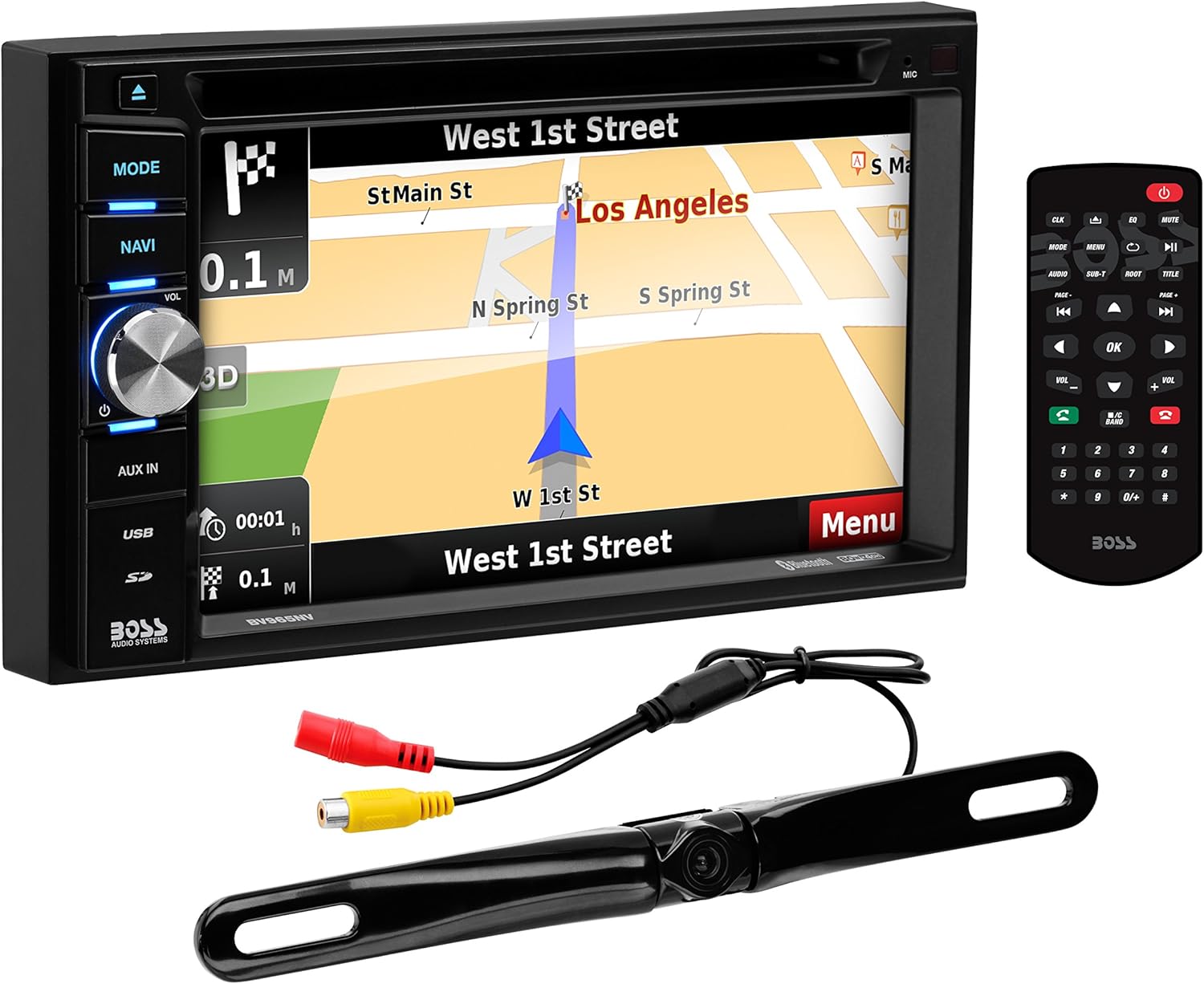 BOSS Audio Systems Elite BN965BLC Car GPS Navigation DVD Player - Double Din, Bluetooth Audio and Calling, 6.5 Inch LCD Touchscreen Monitor, MP3/CD/DVD/USB/SD, Aux-in, AM/FM Radio Receiver