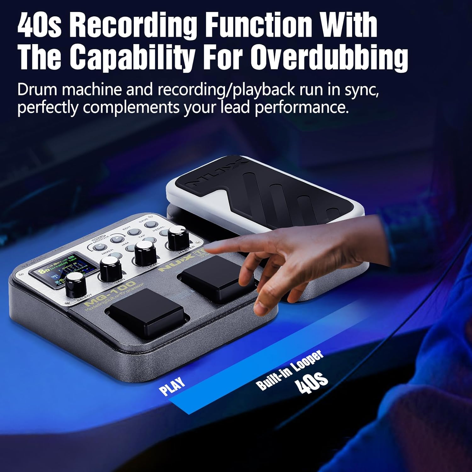 MG-100 Professional Multi Effects Guitar Pedal, Electric Guitar Effects Pedal with 58 Effects, Guitar Effects Processor with Wah Pedal for Sound Di Box Electric Guitar Bass Loop Amplifier Tube Pedal