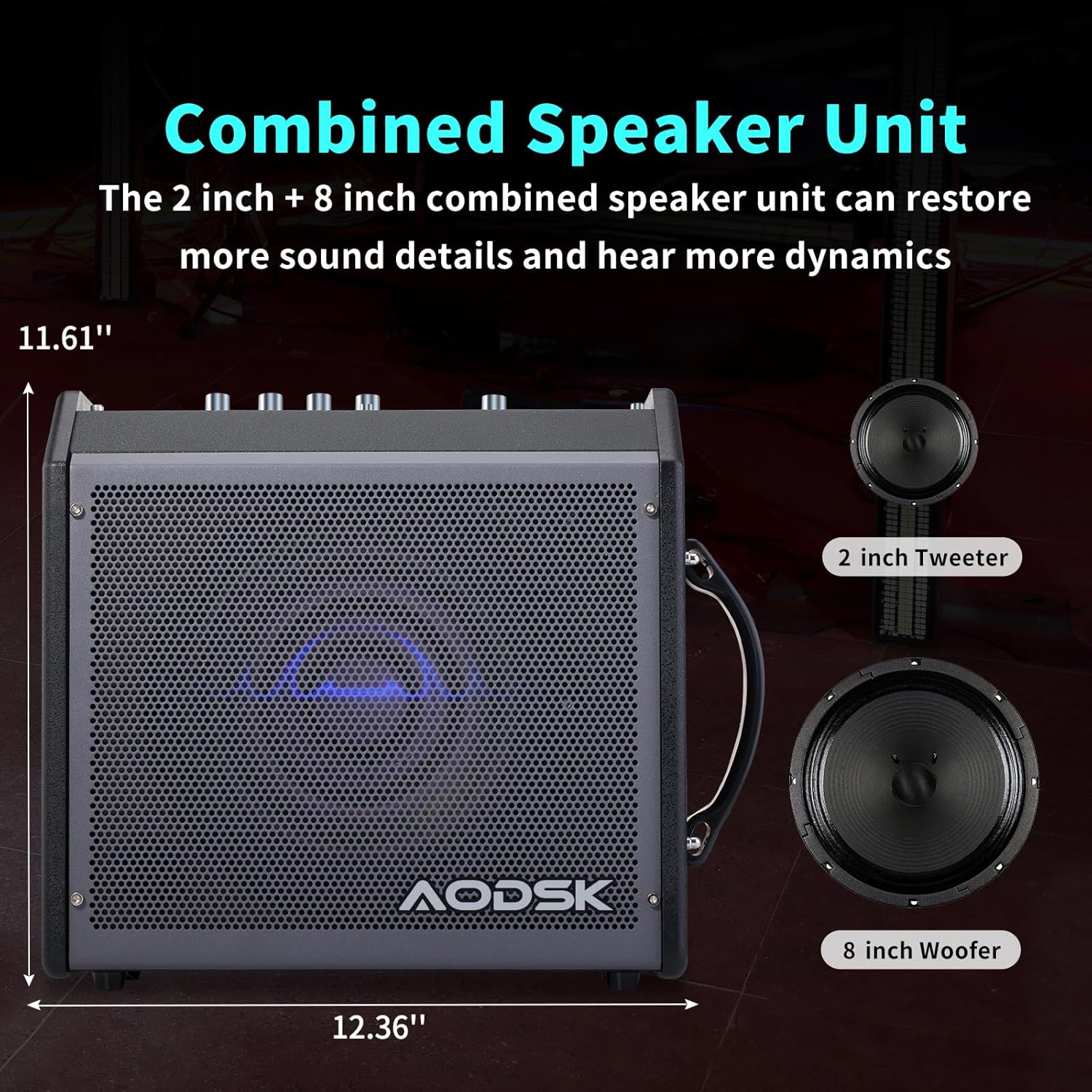 AODSK 35W Professional Electronic Drum Amplifier | Dual Speakers (8