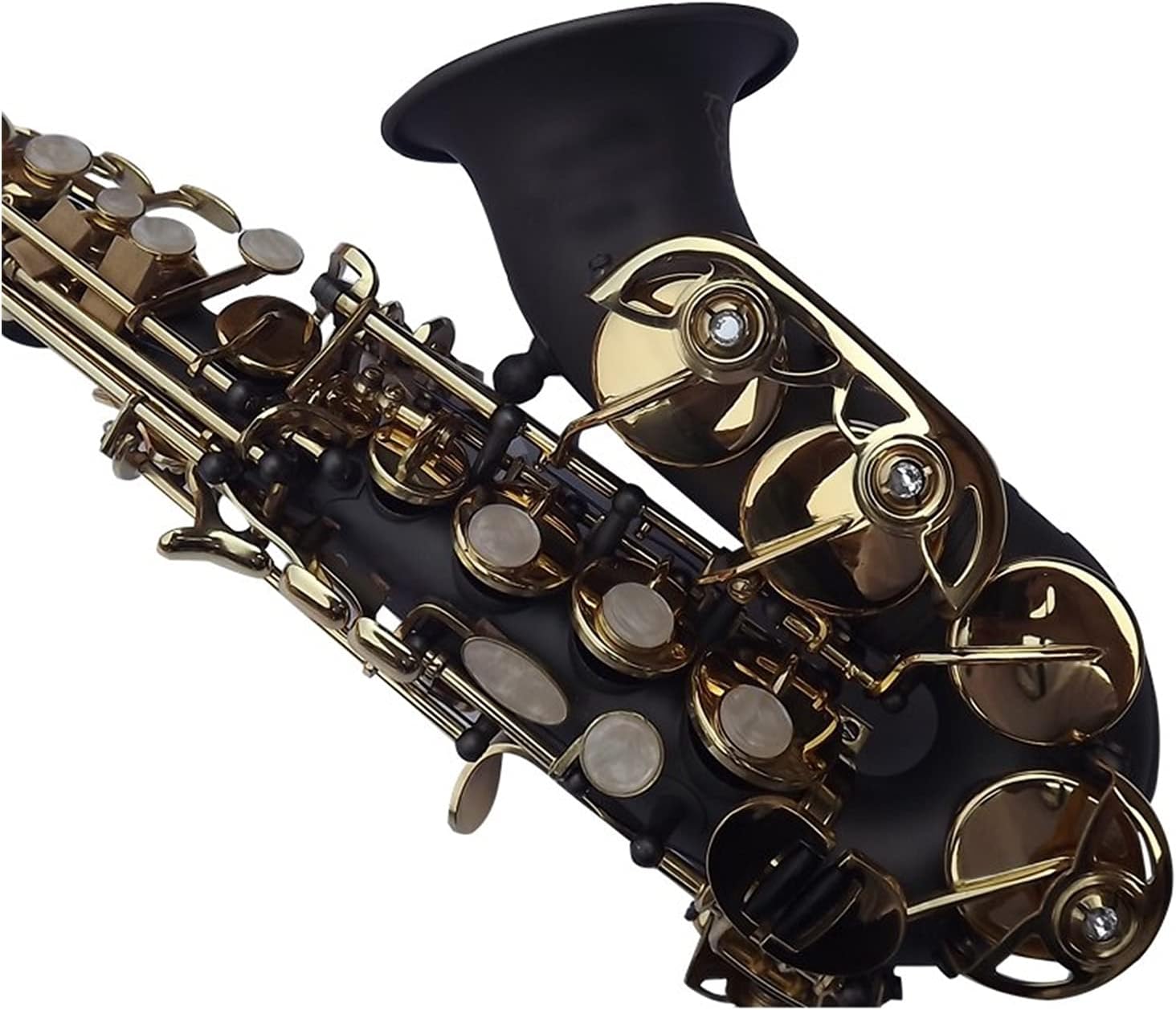 Sax Beginners Kit Soprano Saxophone Exquisite Carved Flower Black Nickel Gold Surface B Tone Sax Brass Instrument with Case Wind Instrument