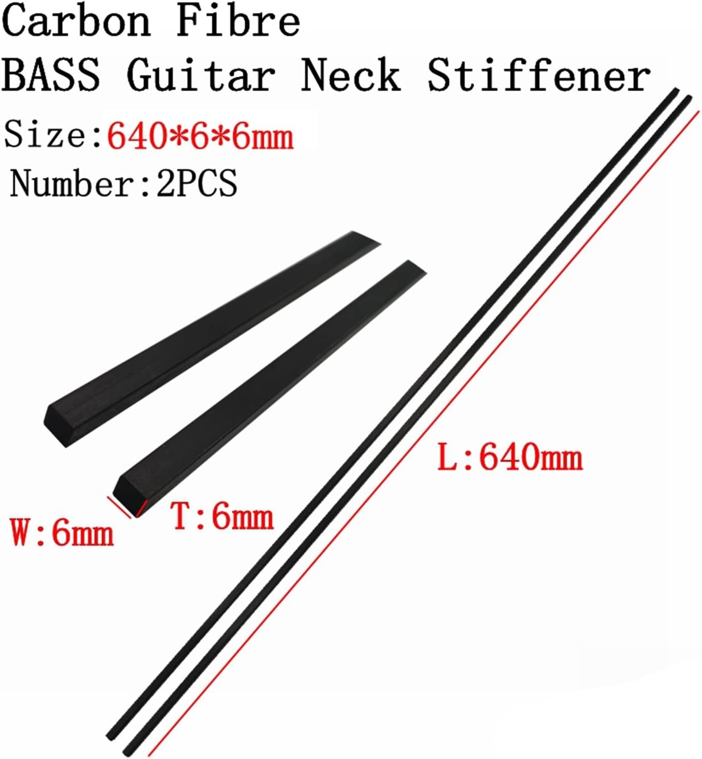 KESHUO 2 Pcs Carbon Fibre Bass Guitar Neck Stiffener Guitar Truss Adjustment Lever Guitar Kit Accessories (Color : 2)