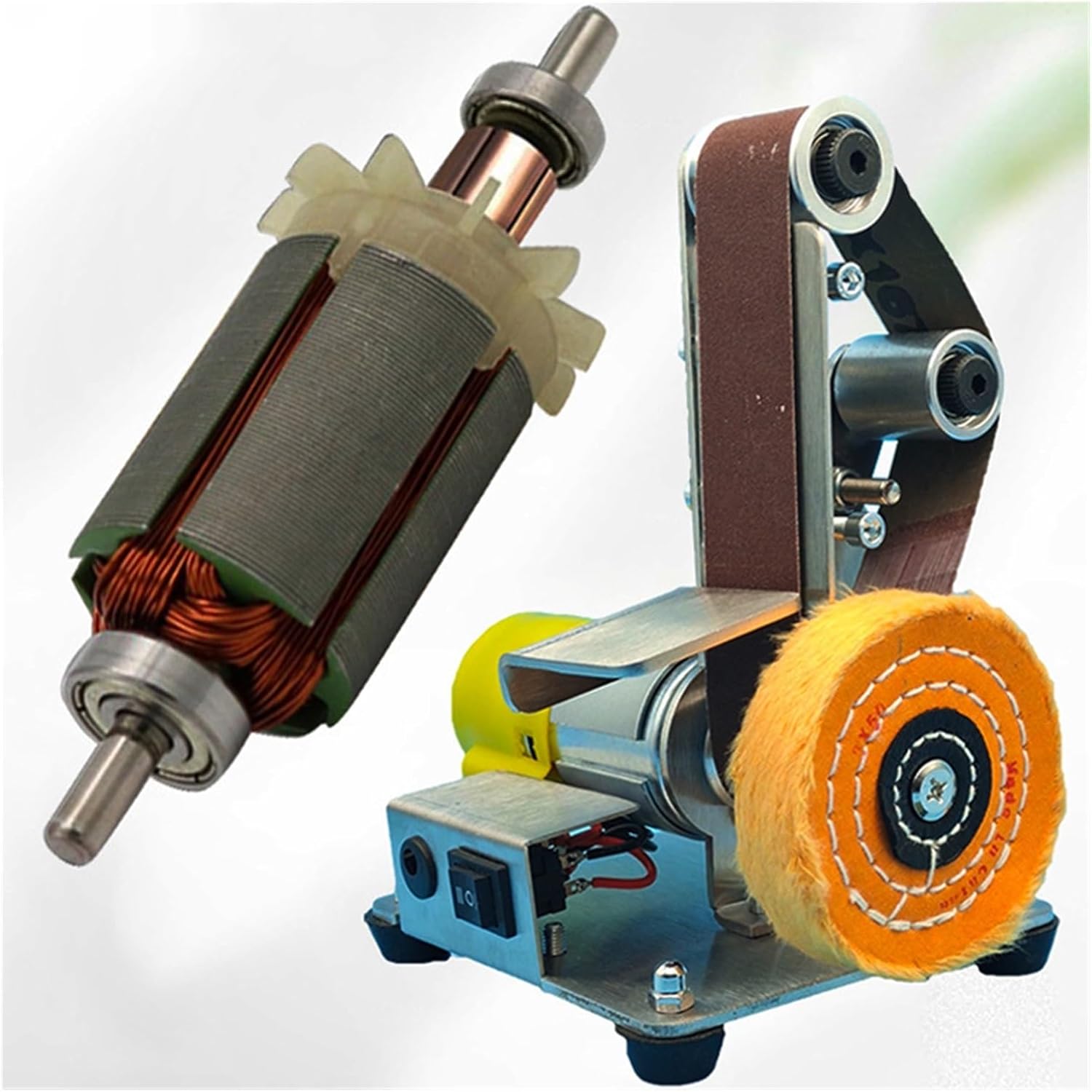 Multifunctional Desktop Vertical Miniature Mini Electric Belt Machine DIY Polishing Fixed Angle Grinder for Woodworking(Pink)