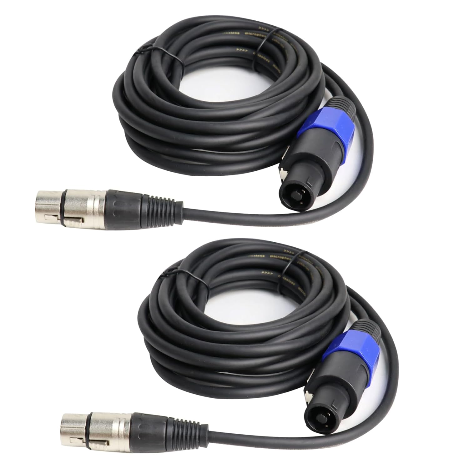 30 Feet Pack of 2 Speakon to XLR Cables - 2 PCS 3 Pole XLR Female to SpeakOn Male Cable - Twist Lock 3 Pin Microphone to Loudspeaker PA DJ Audio Wire (30Ft, 2 Packs)