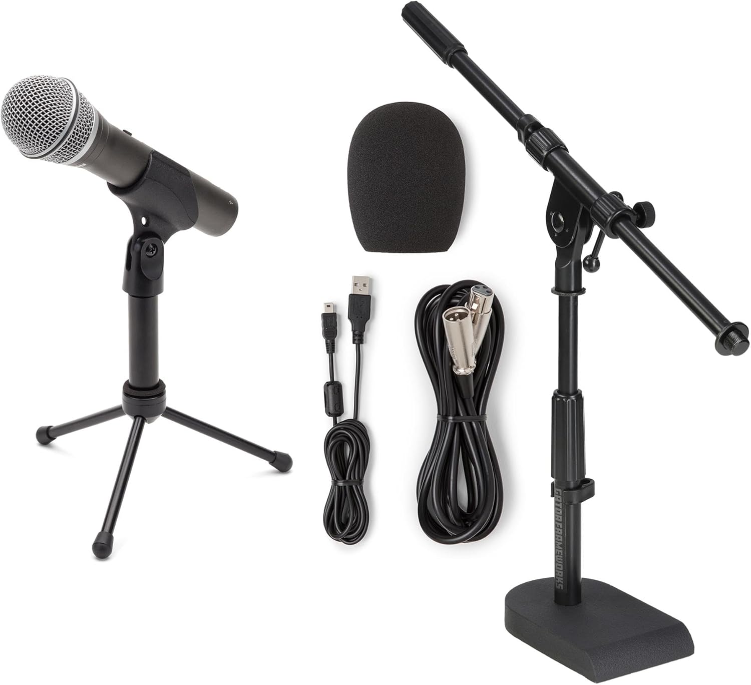Samson Q2U Recording and Podcasting Pack USB/XLR Dynamic Microphone with Stand Upgrade