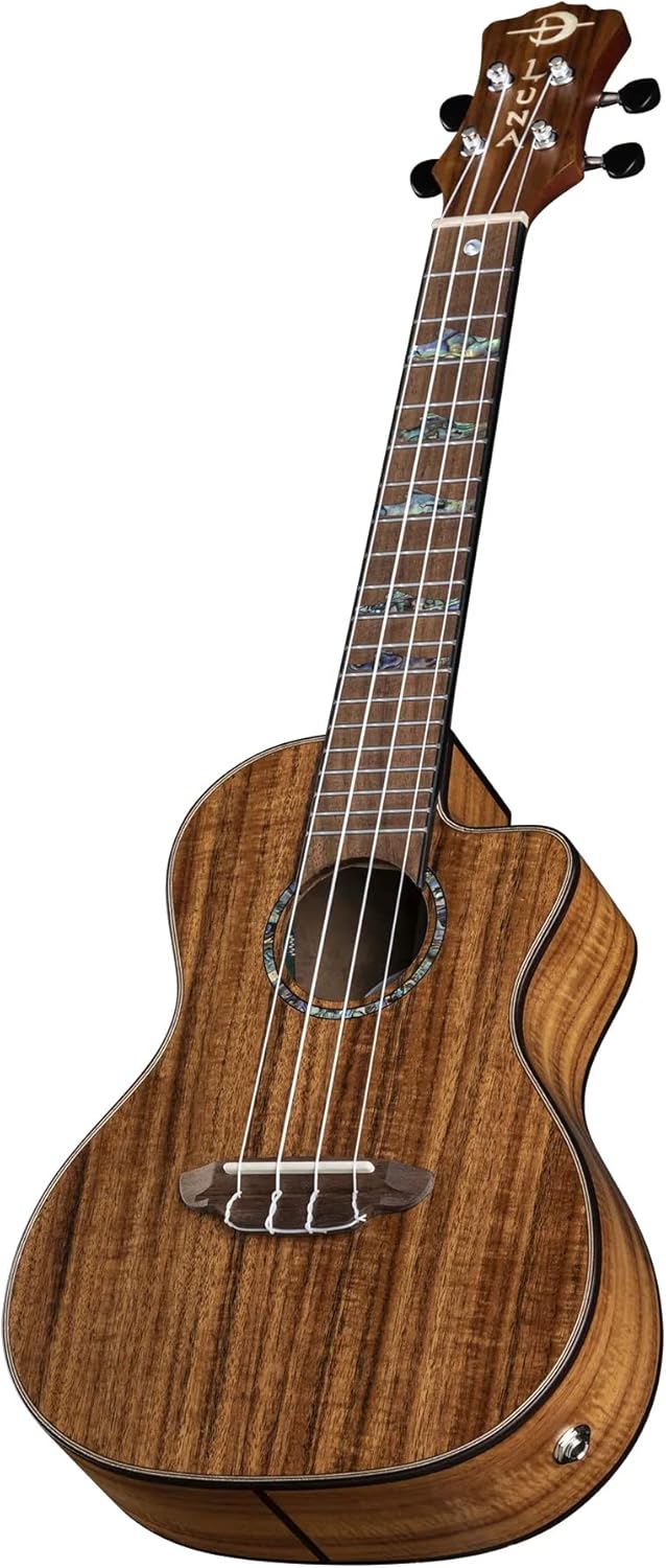 Luna High Tide Koa Concert Acoustic/Electric Ukulele with Preamp, Satin Natural