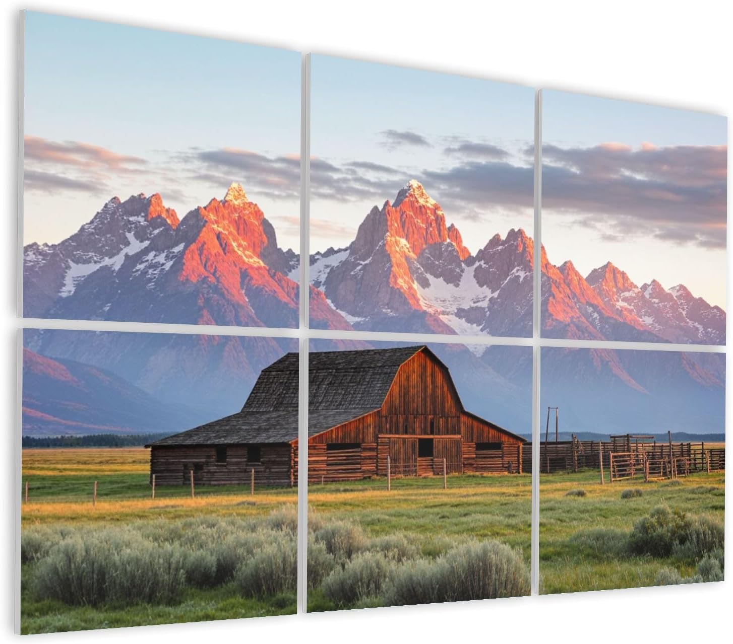 6 Pack Art Acoustic Panels Self Adhesive Moulton Barn Grand Teton Wyoming Decorative Soundproof Wall Panels Sound Absorbing Panel 48