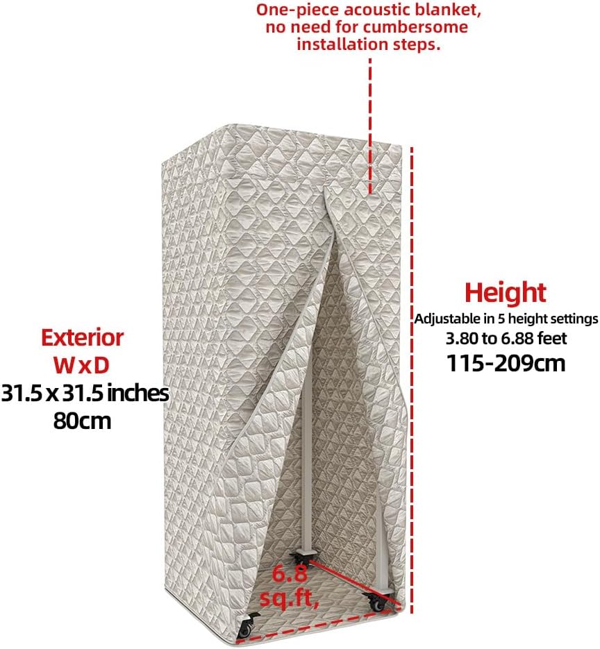 Portable Foldable Recording Vocal Booth Studio Equipment for Crisp Dry Echo Free Vocals at Home & On the Road - Easy to Assemble & Travel Bag Included (Standard, Off-white)