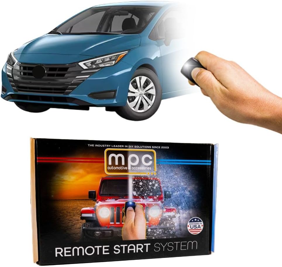 MPC Remote Start Kit Compatible with 2012-2019 Nissan Versa Sedan Key-to-Start ONLY - with T-Harness - Firmware Preloaded - Includes (2) Ultra-Compact Extended Range 1-Button Remotes