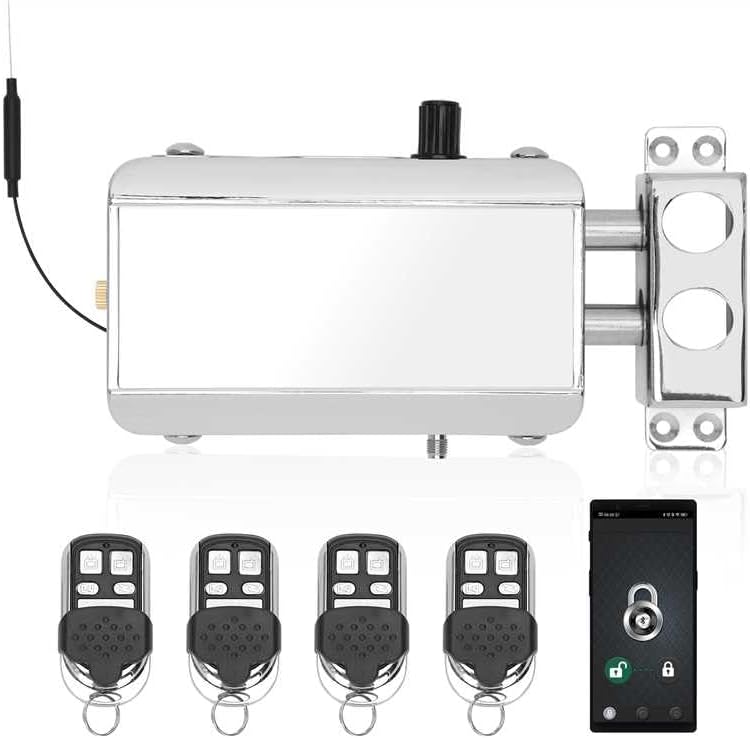 Remote Control Deadbolt Lock, Anti-Theft Keyless RV Door Locks with 4 Remotes Contol and App. Remote Contorl Lock fit for Home, Hotel, Apartment, RV Security etc, 1-Year WA/RY