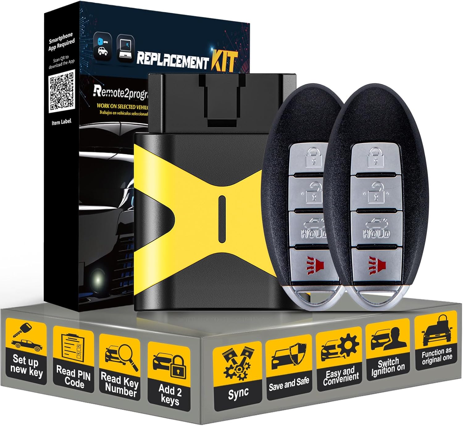 2pcs Smart Proximity Car Key Keyless Entry Remote DIY Kit Replacement for 2007-2012 Nissan Altima Maxima/2009-2012 Infiniti FX35/G37/FX50 KR55WK48903 KR55WK49622 (2PCS Remote Kit)