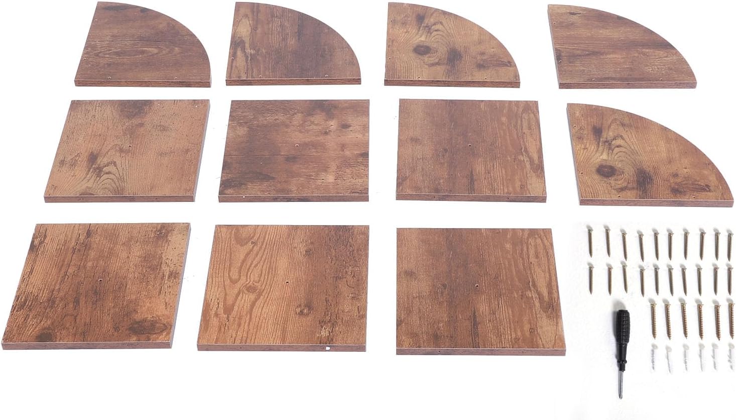 Asixxsix Corner Shelf Wall Mount, 6 Square Board, 5 Arc Board Easy to Clean Corner Shelf Space Maximization Wood Floating Corner Shelves for Bedroom Living Room Bathroom Kitchen