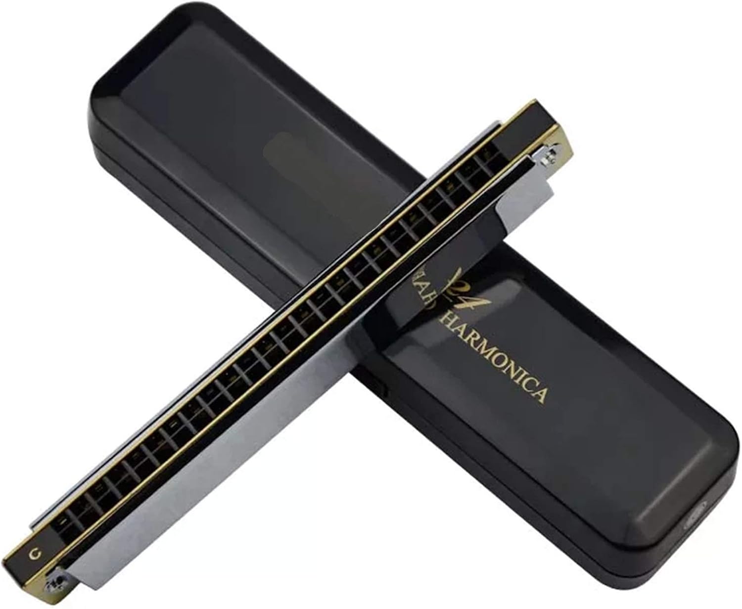 Harmonica 6624S Harmonica 24 Hole Brass Reeds Blues Harp Mouth Organ Key C ABS Comb Music Instruments Silver (Color : Key D)