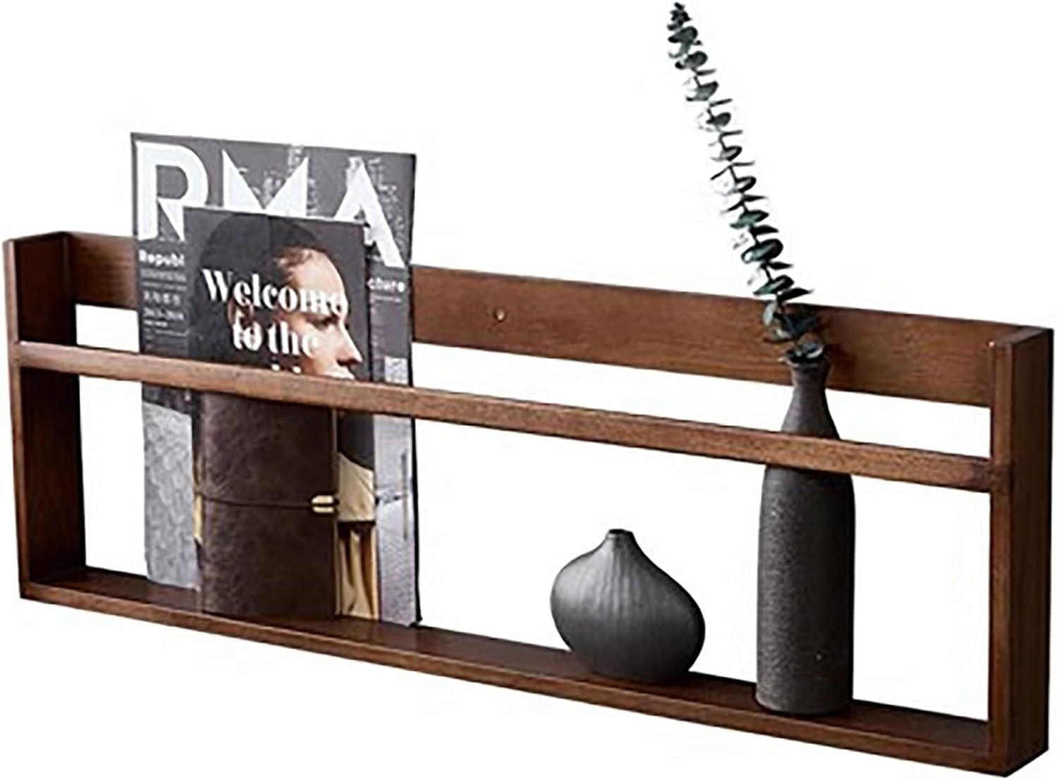 Floating Shelves,Wall Mounted Rustic Wood Shelves for Bathroom, Bedroom, Living Room, Kitchen,Magazine Holder for Books Storage (Color : Brown, Size : 90x7x30cm/35.43x2.76x11.81in)