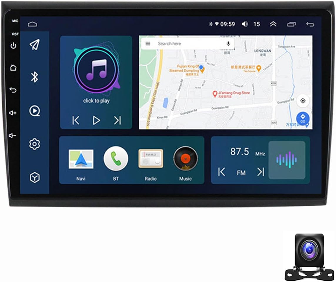 Double Din Car Stereo Bluetooth MP5 Player with Carplay/Android Auto, 9 Inch Touchscreen Radio Receiver with 720P Backup Camera, for Fiat Bravo 2007~2012 Support 4G/SWC/RDS/DSP