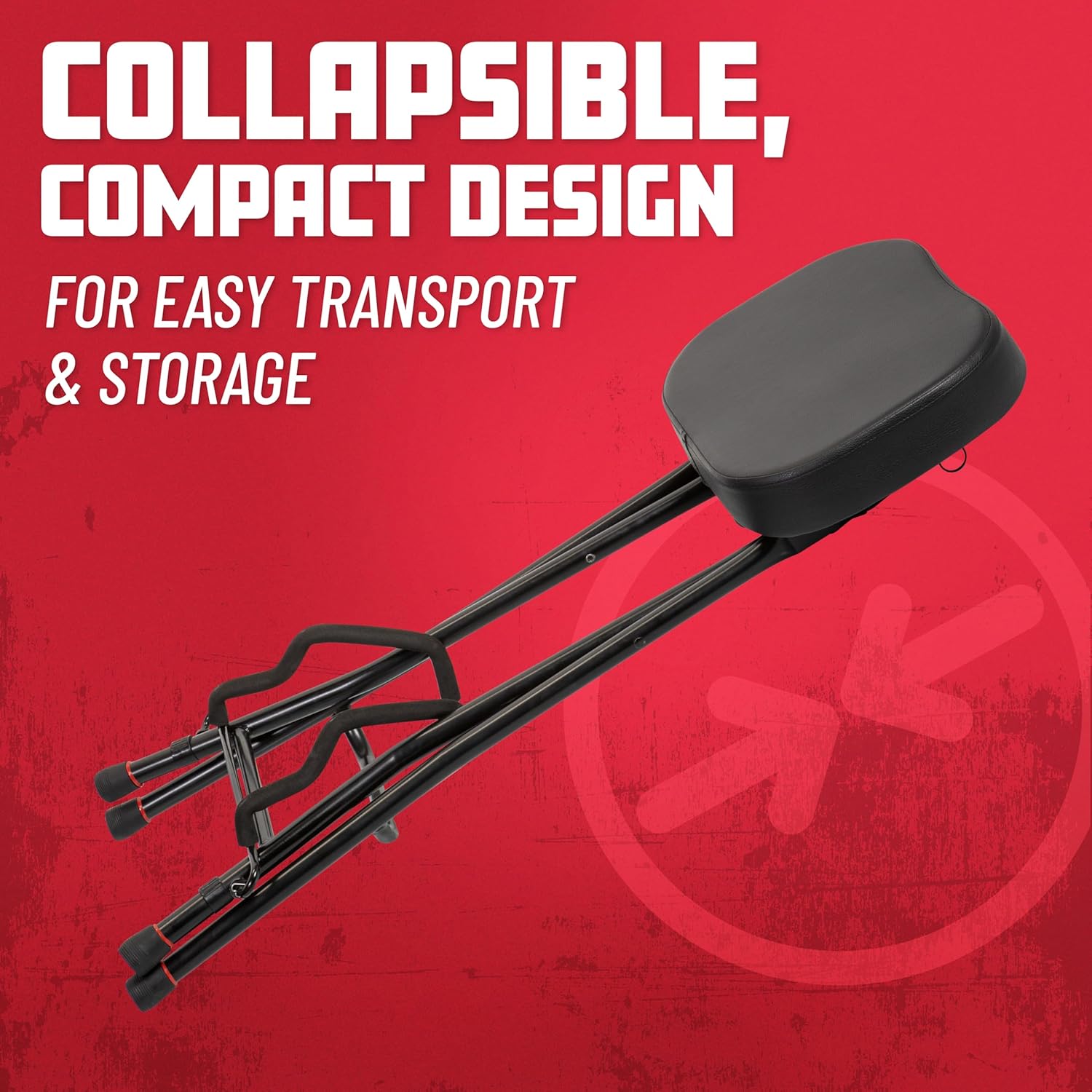 Gator Frameworks Foldable Guitar Stool with Padded Seat and Rear Mounted Guitar Hanger, (GFW-GTRSTOOL)